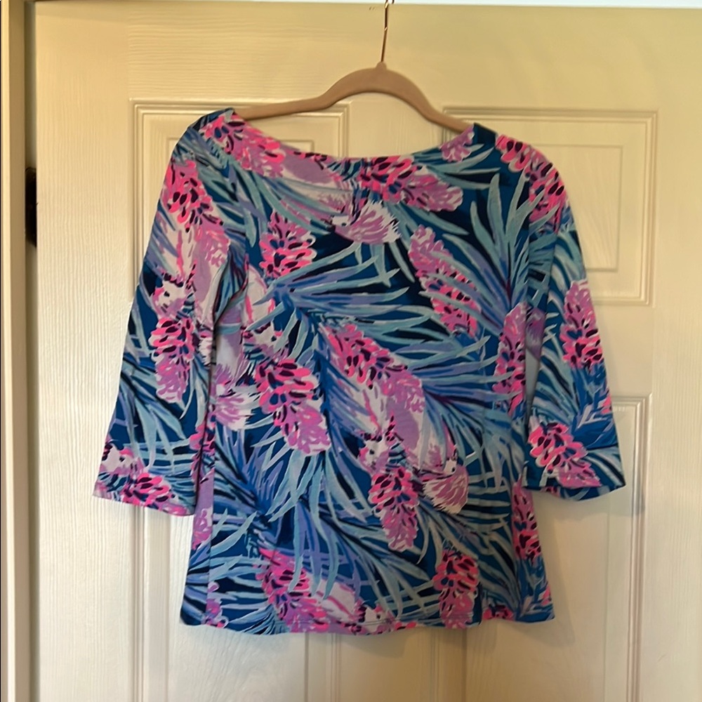 Lilly Pulitzer Floral Blue and Pink Women's Top